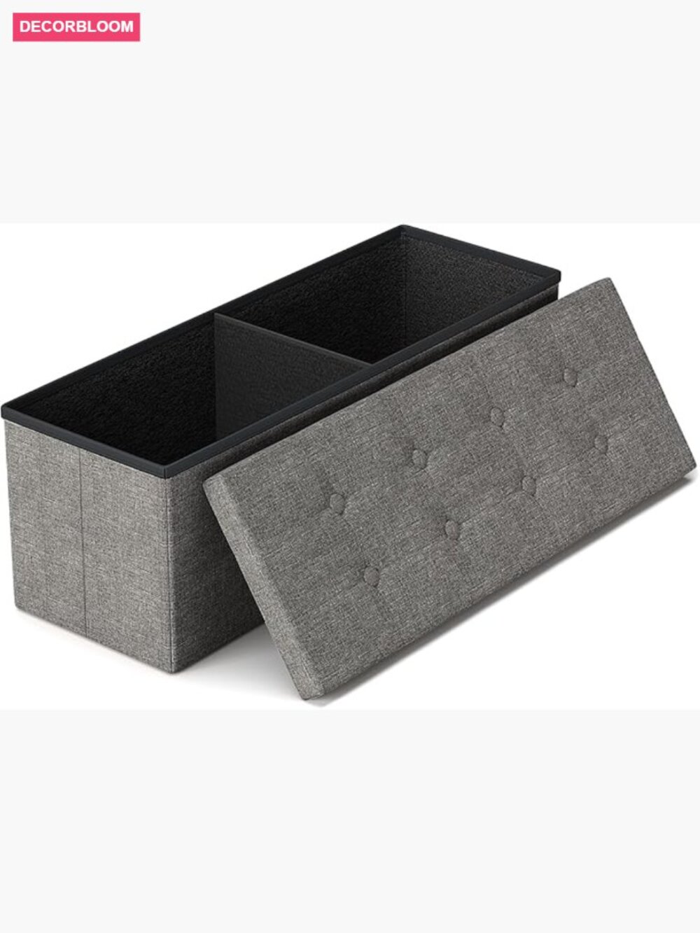 43" Folding Storage Ottoman Bench, 660 lb Capacity, Linen, Seating & Storage